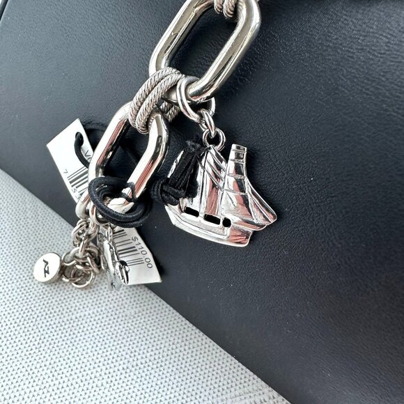 AZ II Charm Bracelet with Watch, Silver Tone, 7.5” + Extender NWT - Picture 5 of 16